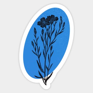 Flax flower linocut print Sticker